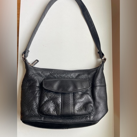 Vintage Fossil Shoulder Bag Purse Black Pebbled Leather - Picture 1 of 11